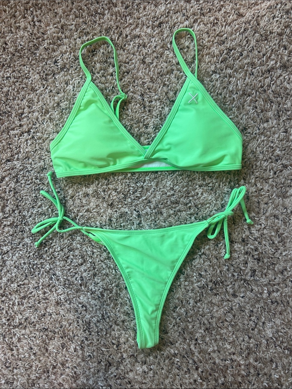 Boutine Los Angeles Neon Green Triangle Tie-Side Bikini Set